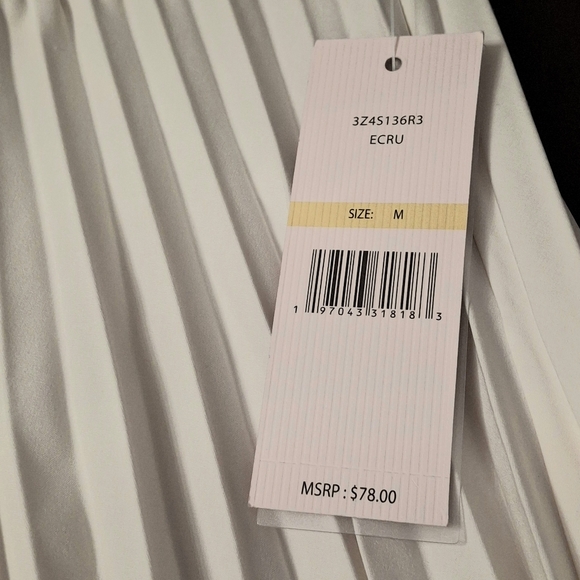 Nanette Lepore Pleated Lace Cream Midi A-Line Full Pull-on Skirt Women Medium - Picture 12 of 14